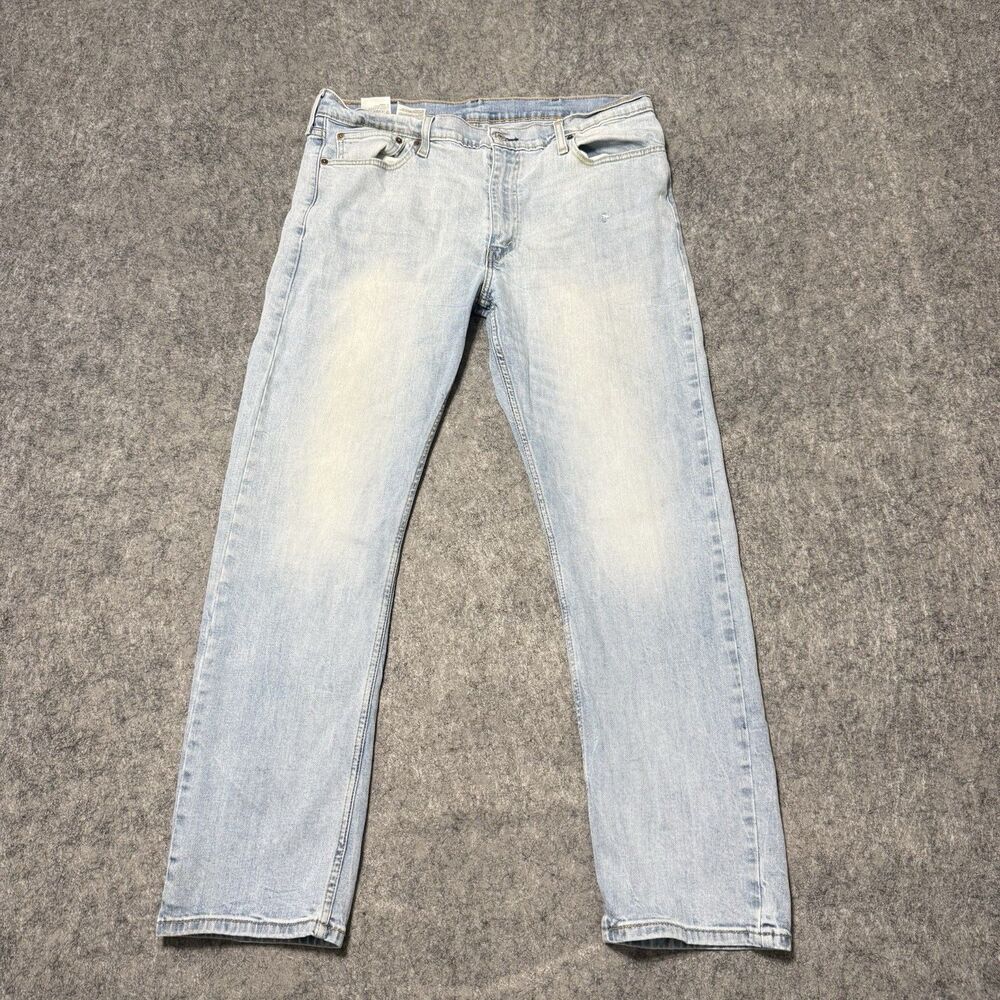 Levis 513 Slim Straight Jeans Mens 38x32 Light Wash Blue Stone Denim Stretch